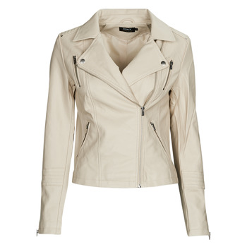 textil Dame Jakker i læder / imiteret læder Only ONLGEMMA FAUX LEATHER BIKER OTW NOOS Beige