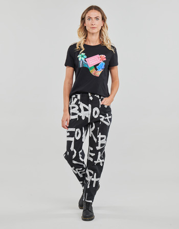 textil Dame Lærredsbukser Desigual PANT_BROCHA Sort / Hvid