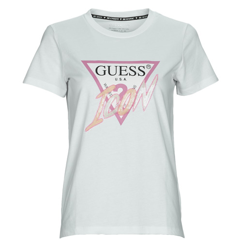 textil Dame T-shirts m. korte ærmer Guess SS CN ICON TEE Hvid