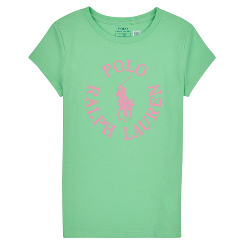 textil Pige T-shirts m. korte ærmer Polo Ralph Lauren SS GRAPHIC T-KNIT SHIRTS-T-SHIRT Grøn / Pink