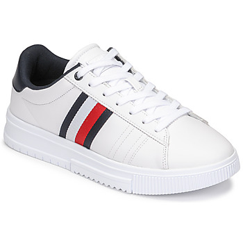 Sko Herre Lave sneakers Tommy Hilfiger SUPERCUP LEATHER Hvid / Marineblå / Rød