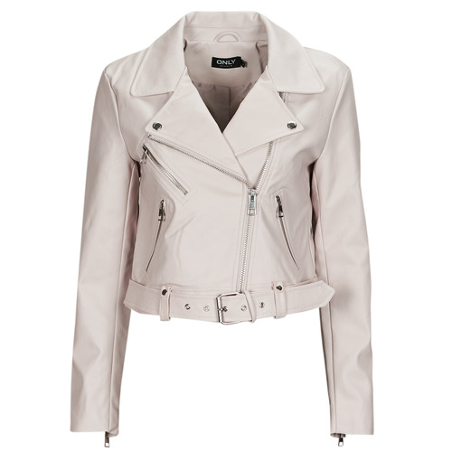 textil Dame Jakker i læder / imiteret læder Only ONLNEWVERA FAUX LEATHER BIKER CC OTW Beige