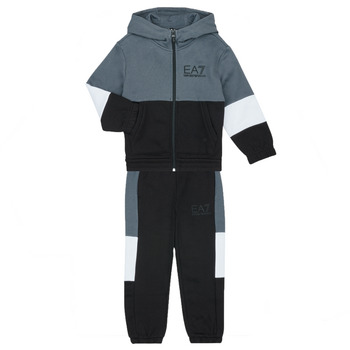 textil Dreng Træningsdragter Emporio Armani EA7 ATHLETIC COLORBLOCK TRACKSUIT Grå / Hvid / Sort