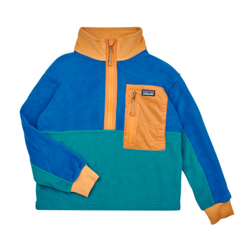 textil Børn Fleecetrøjer Patagonia KIDS MICRODINI 1/2 ZIP PULLOVER Blå / Grøn / Gul