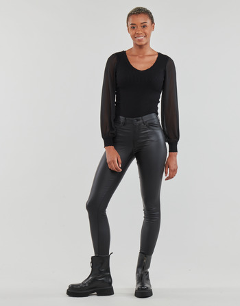 textil Dame Lærredsbukser Vero Moda VMALIA MR SKINNY SHAPE COATED PANTS NOOS Sort