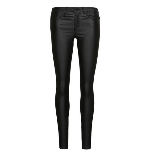 textil Dame Lærredsbukser Vero Moda VMALIA MR SKINNY SHAPE COATED PANTS NOOS Sort