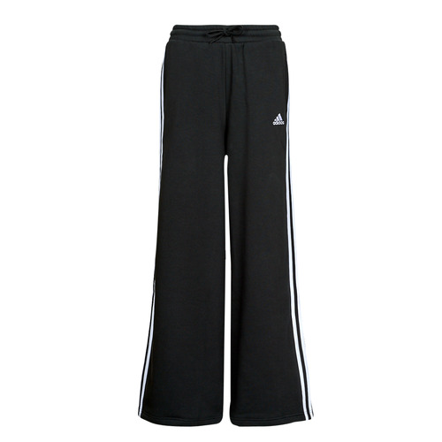 textil Dame Træningsbukser Adidas Sportswear 3S FT WIDE PT Sort / Hvid