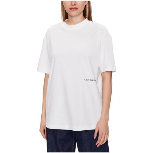 textil Dame T-shirts m. korte ærmer Calvin Klein Jeans  Hvid