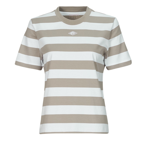 textil Dame T-shirts m. korte ærmer Esprit PIMA Hvid / Beige