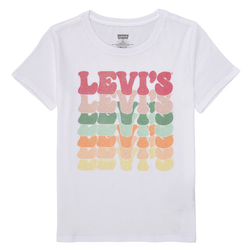 textil Pige T-shirts m. korte ærmer Levi's ORGANIC RETRO LEVIS SS TEE Flerfarvet / Hvid