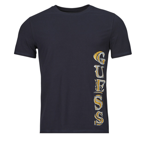 textil Herre T-shirts m. korte ærmer Guess SS CN VERTICAL GUESS TEE Marineblå