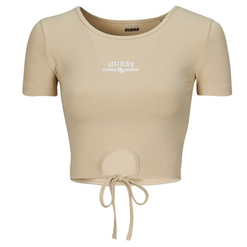 textil Dame T-shirts m. korte ærmer Guess NYRA RIB Beige