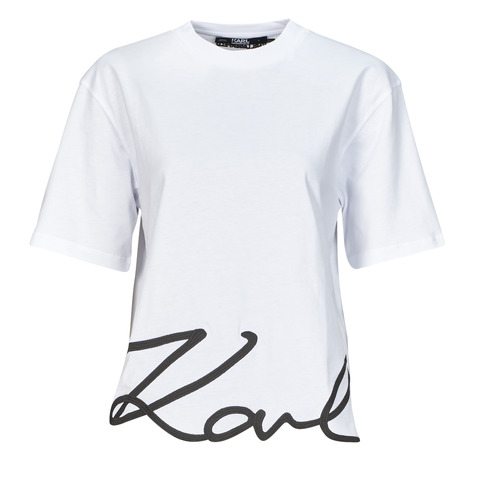 textil Dame T-shirts m. korte ærmer Karl Lagerfeld karl signature hem t-shirt Hvid