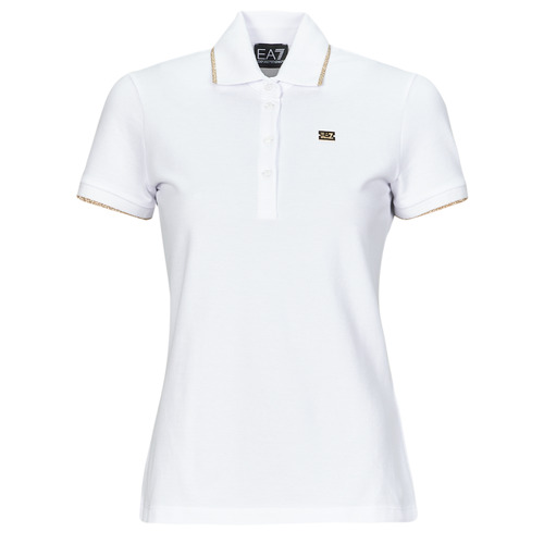 textil Dame Polo-t-shirts m. korte ærmer Emporio Armani EA7 POLO Hvid / Guld