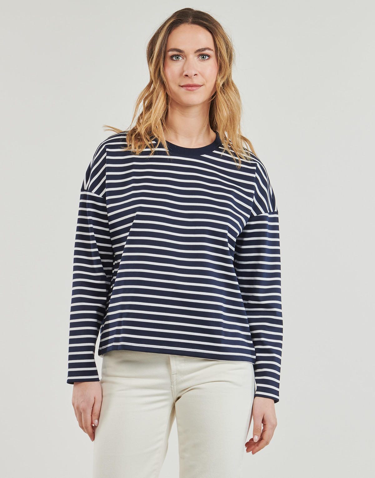 textil Dame Langærmede T-shirts Vero Moda VMABBY Hvid / Marineblå