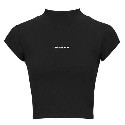 textil Dame T-shirts m. korte ærmer Converse WORDMARK TOP BLACK Sort