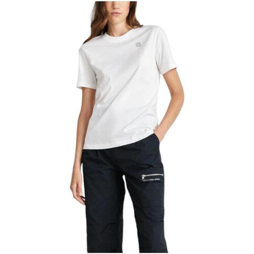 textil Dame T-shirts m. korte ærmer Calvin Klein Jeans  Hvid