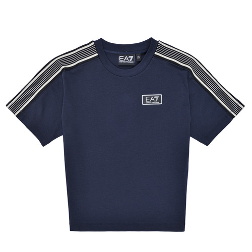 textil Dreng T-shirts m. korte ærmer Emporio Armani EA7 7 LINES TSHIRT Marineblå / Sort / Hvid