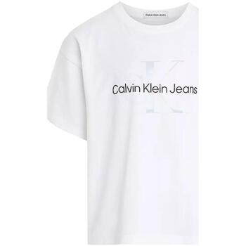 textil Pige T-shirts m. korte ærmer Calvin Klein Jeans  Hvid