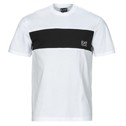 textil Herre T-shirts m. korte ærmer Emporio Armani EA7 ATHLETIC COLORBLOCK TSHIRT Hvid / Sort