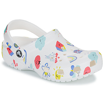 Sko Børn Træsko Crocs Classic Doodle Print Clog K Hvid / Flerfarvet