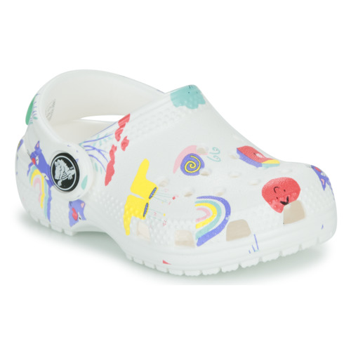 Sko Børn Træsko Crocs Classic Doodle Print Clog T Hvid / Flerfarvet