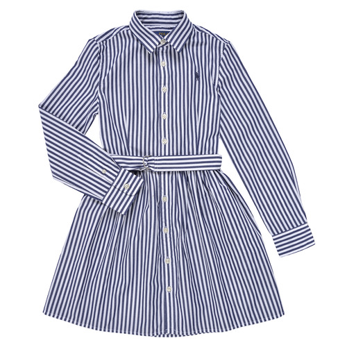 textil Pige Korte kjoler Polo Ralph Lauren HADLEELSDRSS-DRESSES-DAY DRESS Marineblå / Hvid