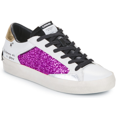 Sko Dame Lave sneakers Crime London DISTRESSED Hvid / Violet / Guld