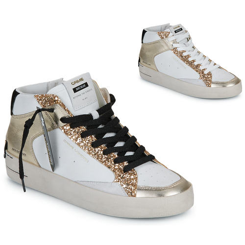 Sko Dame Høje sneakers Crime London SK8 DELUXE MID Hvid / Guld / Sort