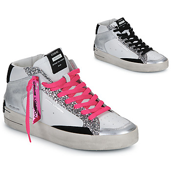 Sko Dame Høje sneakers Crime London SK8 DELUXE MID Hvid / Sølv / Pink