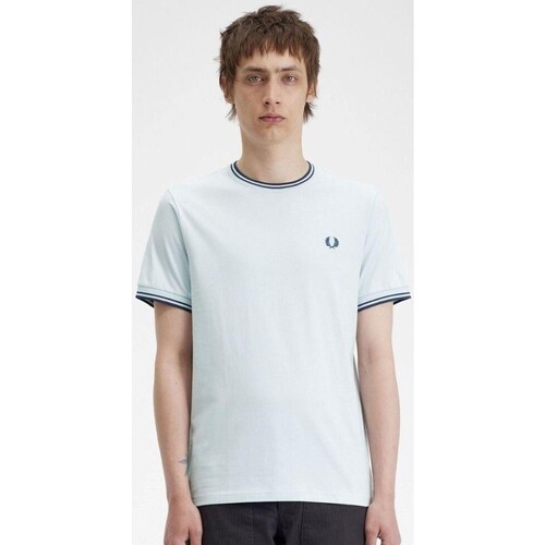 textil Herre T-shirts m. korte ærmer Fred Perry M1588 Blå