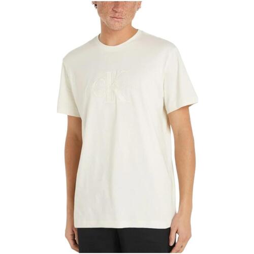 textil Herre T-shirts m. korte ærmer Calvin Klein Jeans  Beige