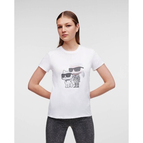 textil Dame T-shirts & poloer Karl Lagerfeld 230W1772 Hvid