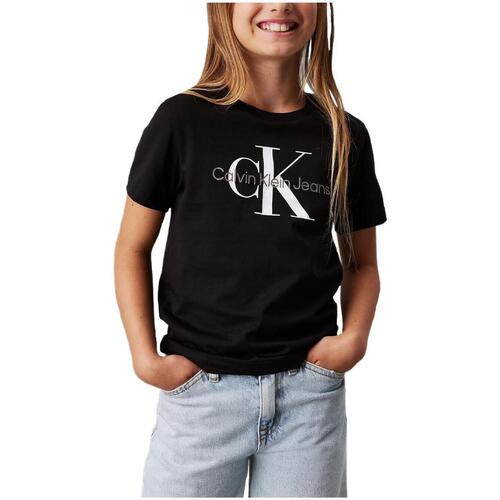 textil Dreng T-shirts m. korte ærmer Calvin Klein Jeans  Sort