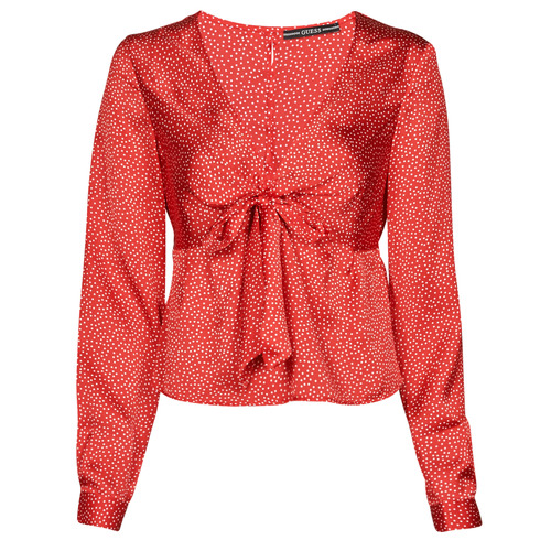 textil Mujer Tops / Blusas Guess NEW LS GWEN TOP Rojo / Blanco