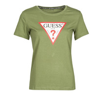 textil Mujer Camisetas manga corta Guess SS CN ORIGINAL TEE Kaki