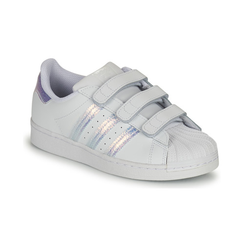 Zapatos Niña Zapatillas bajas adidas Originals SUPERSTAR CF C Blanco / Plateado