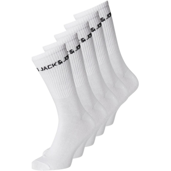 Ropa interior Hombre Calcetines Jack & Jones 12179475 JACBASIC LOGO TENNIS SOCK 5 PACK NOOS WHITE Blanco