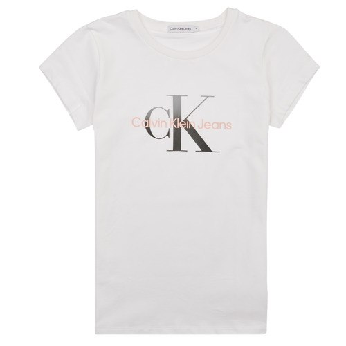 textil Niña Camisetas manga corta Calvin Klein Jeans GRADIENT MONOGRAM T-SHIRT Blanco