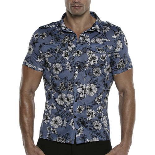 textil Hombre Camisas manga larga Code 22 Camiseta de manga corta Vivid Code22 Azul