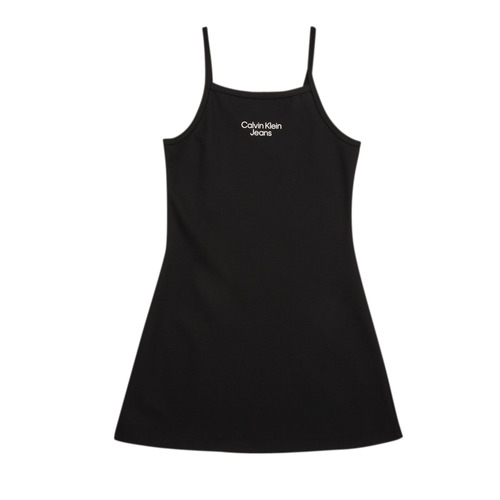 textil Niña Vestidos cortos Calvin Klein Jeans STACK LOGO PUNTO STRAP Negro