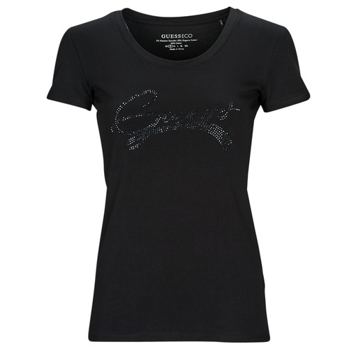 textil Mujer Camisetas manga corta Guess SS RN ADELINA TEE Negro