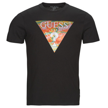 textil Hombre Camisetas manga corta Guess SS BSC ABSTRACT TRI LOGO TEE Negro