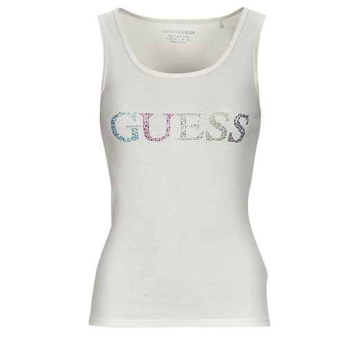 textil Mujer Camisetas sin mangas Guess COLORFUL LOGO TANK TOP Blanco