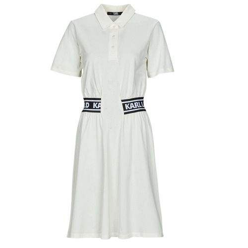 textil Mujer Vestidos cortos Karl Lagerfeld PIQUE POLO DRESS Blanco / Negro