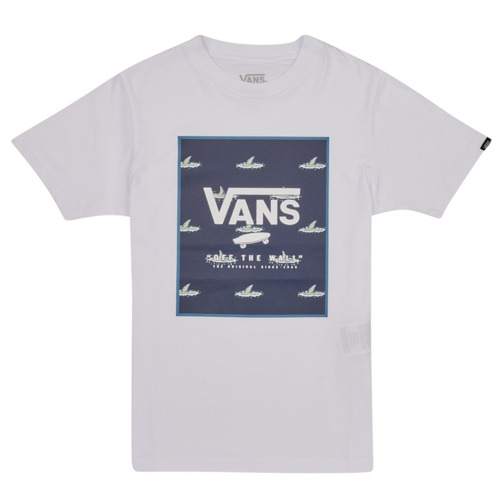 textil Niño Camisetas manga corta Vans PRINT BOX BOYS Blanco / Azul