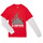 textil Niño Camisetas manga larga Vans REFLECTIVE CHECKERBOARD FLAME TWOFER Rojo / Blanco