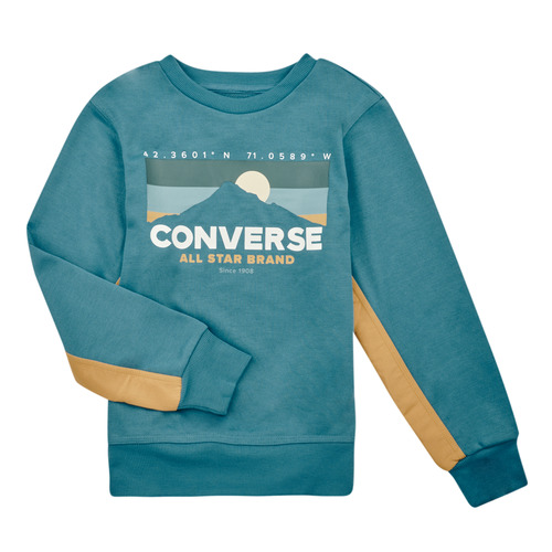 textil Niño Sudaderas Converse GEAREDUPBLOCKEDFTMIXCREW Azul / Kaki