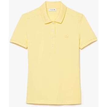 textil Mujer Camisetas manga corta Lacoste POLO COL BORD-COTES  MUJER Amarillo