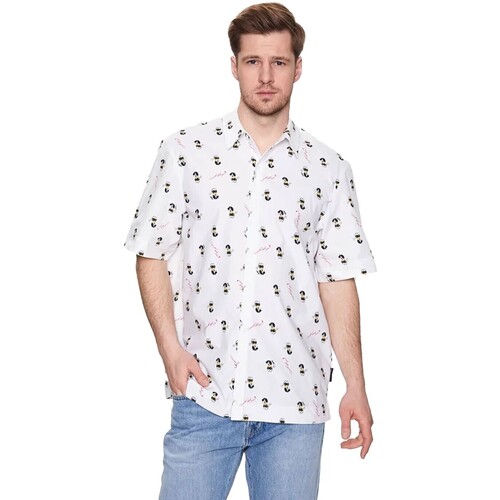 textil Hombre Camisas manga larga Karl Lagerfeld - Camisa de Manga Corta Blanco